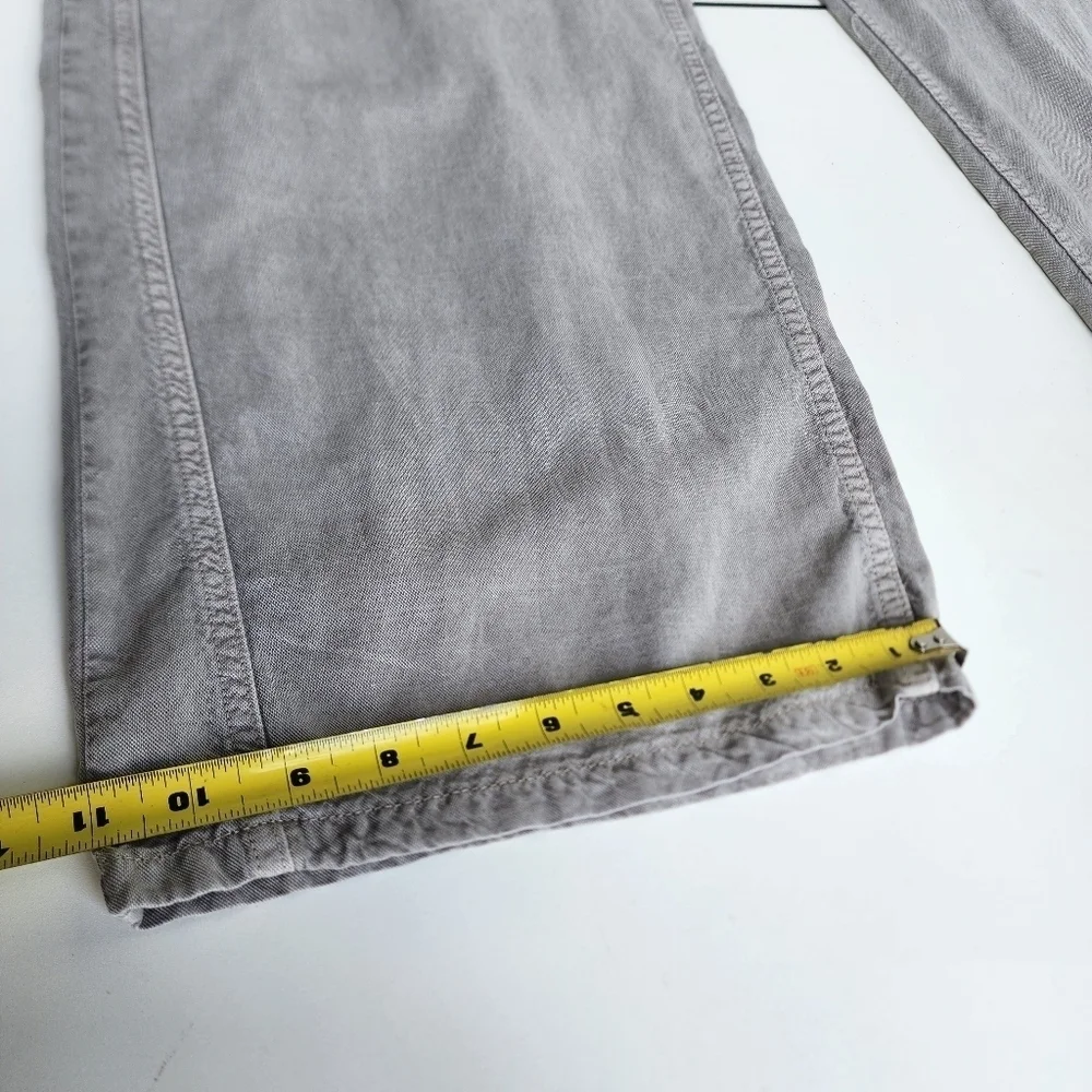 NWT $49 Zara Women Wide-Leg Cargo Pants Gray Chambray Linen Beach Boho 44 US 12